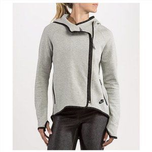 Nike tech woman's gray fleece full zip cape hood